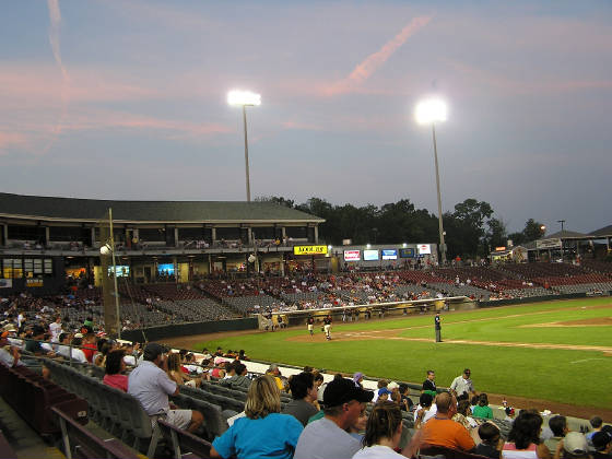 Sun setting at Dodd Stadium ,Yantic