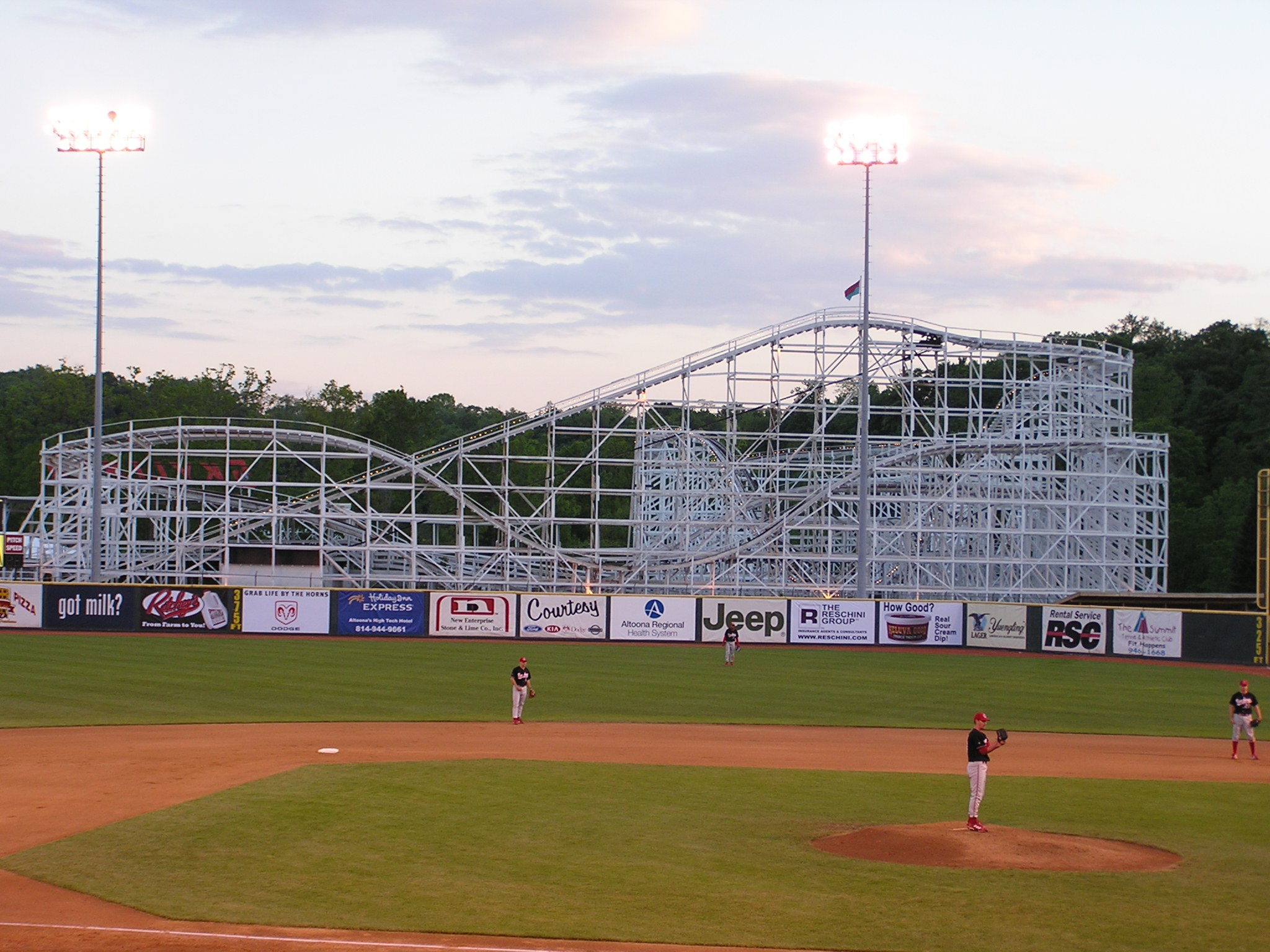 The Roller Coaster sitting behind Right Field 